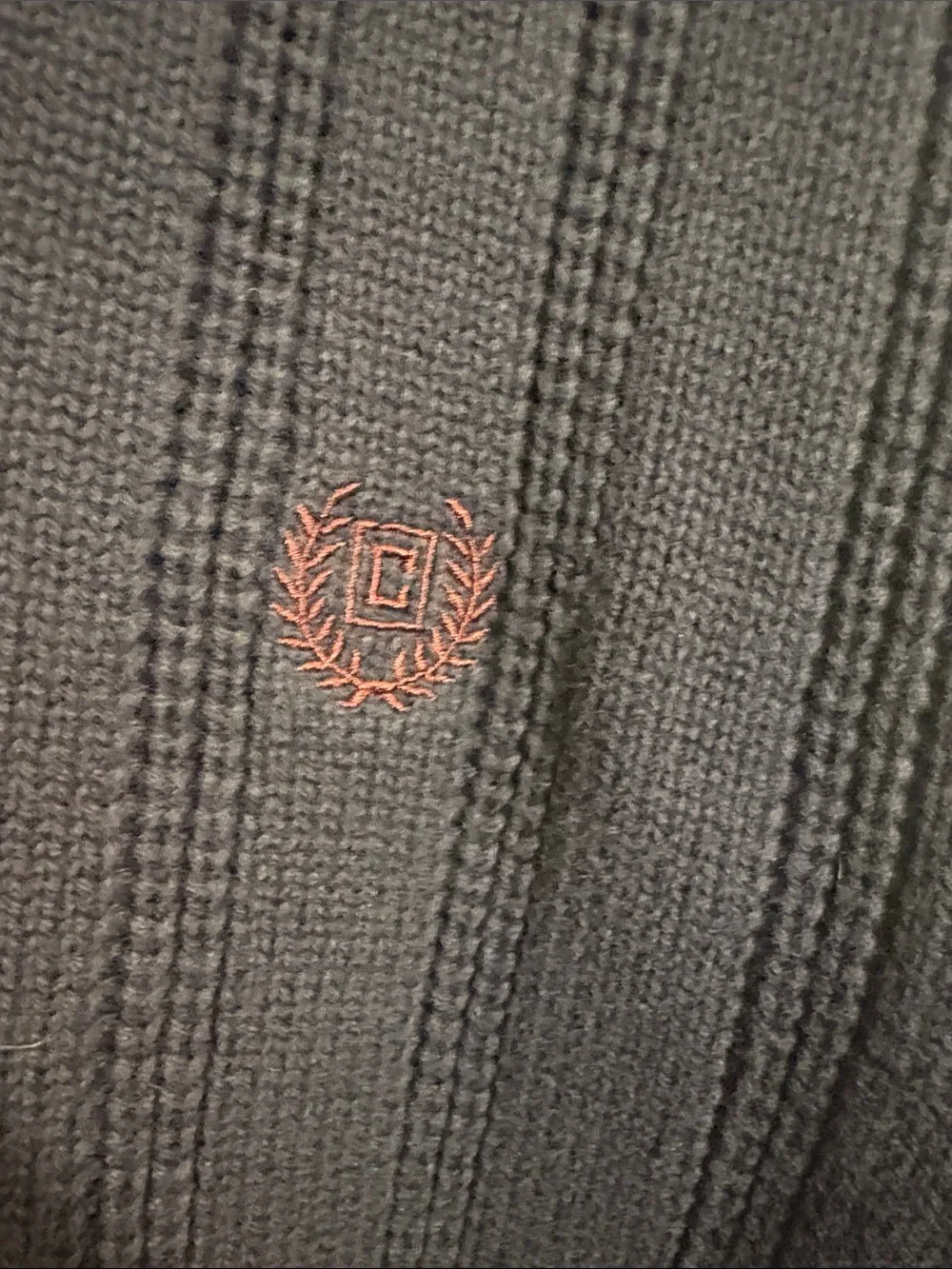 Chaps Men’s Navy Ribbed Crewneck Sweater with Embroidered Crest